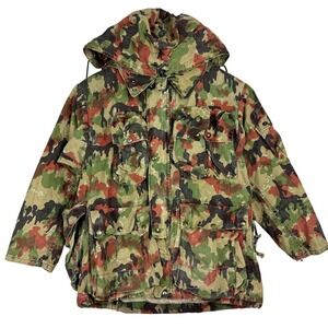 Vintage Swiss Army M70 Field Jacket Alpenflage Camouflage Heavy Waterproof 1970s